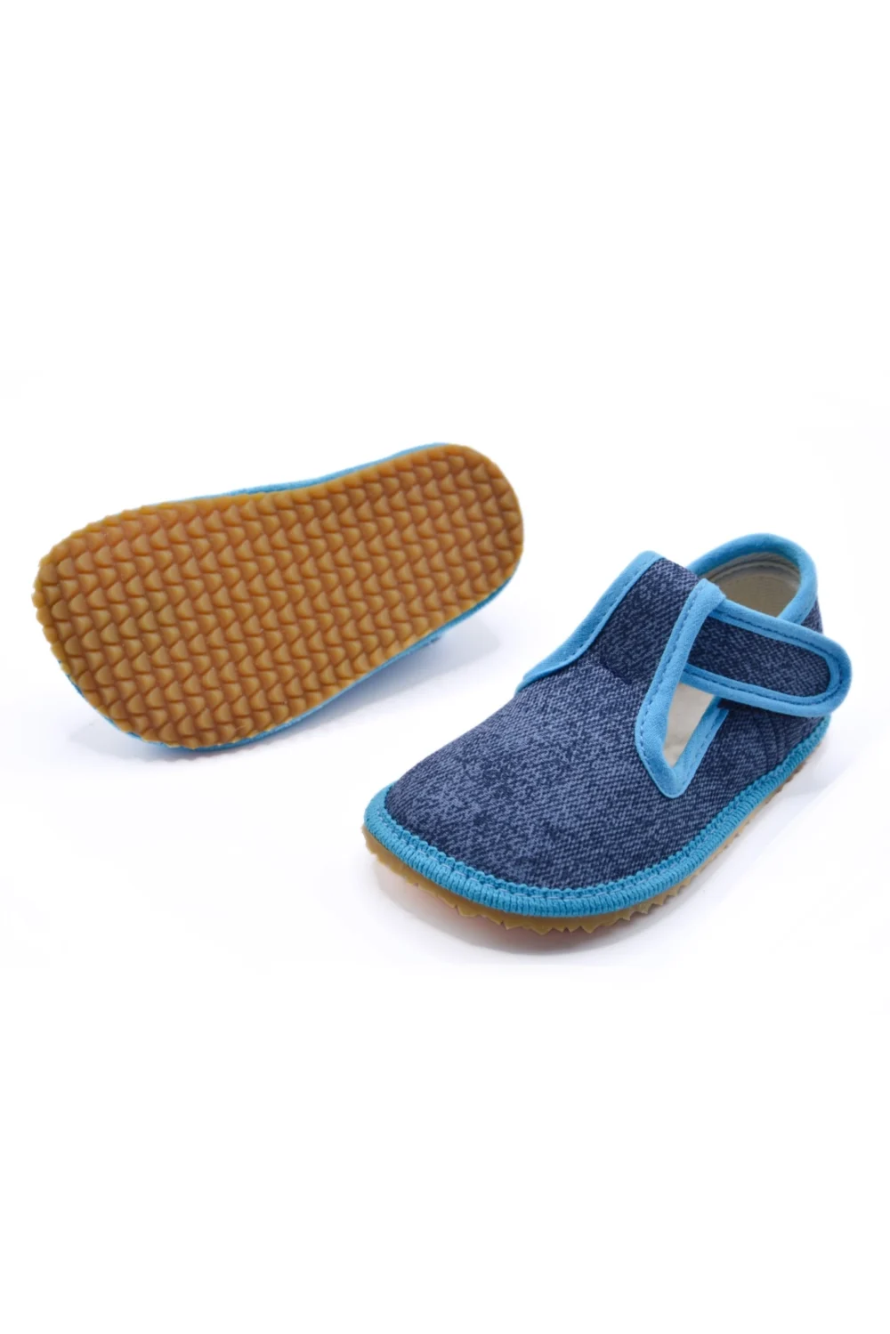 BEDA BAREFOOT PAPUČKY TURQUISE DENIM - UŽŠIE ČLENKY